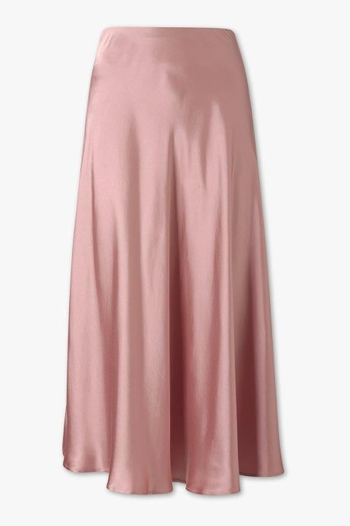 Falda de raso rosa (Precio: 11,90 euros)