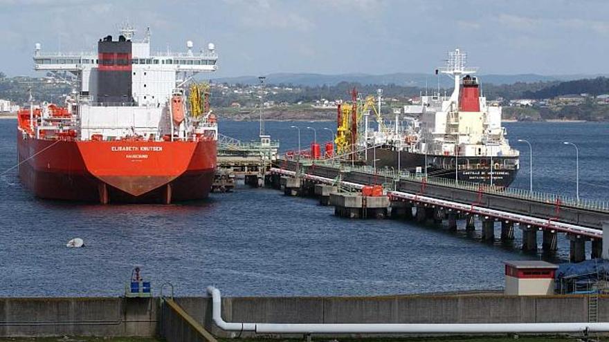 Dos buques descargan su mercancía en las instalaciones de Repsol en el muelle Petrolero. / juan varela