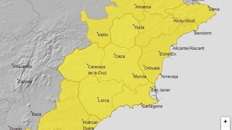 Alerta por lluvias y tormentas en toda la Región de Murcia este lunes