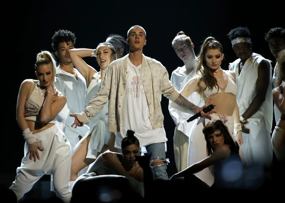 Justin Bieber performs a medley of songs at the ...