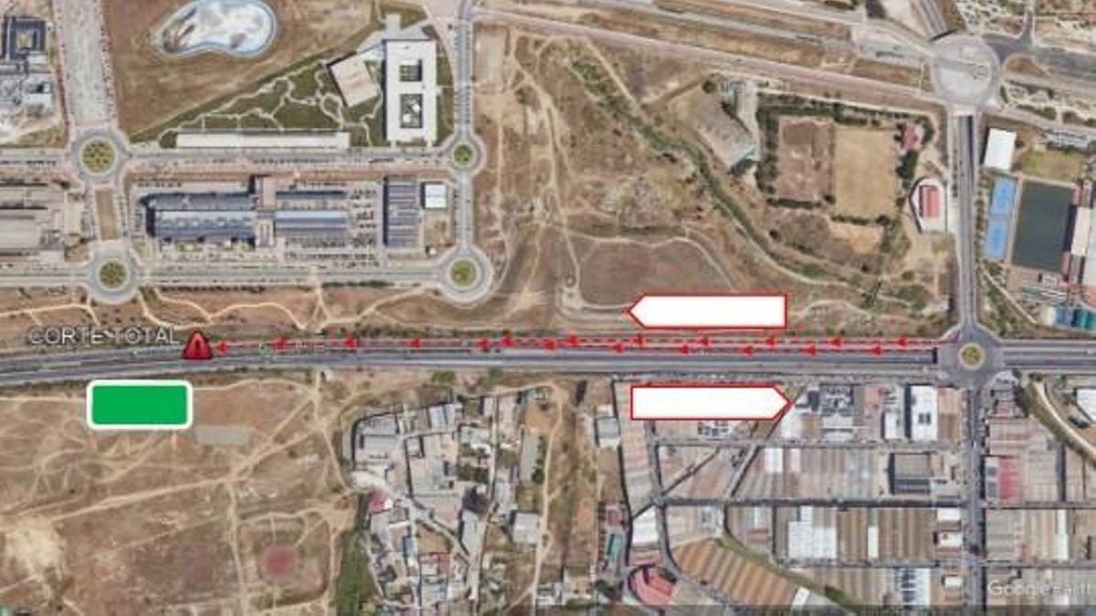Zona afectada por las obras en la A-357.
