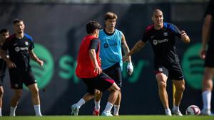 Oriol Romeu, en el entrenamiento de este domingo.