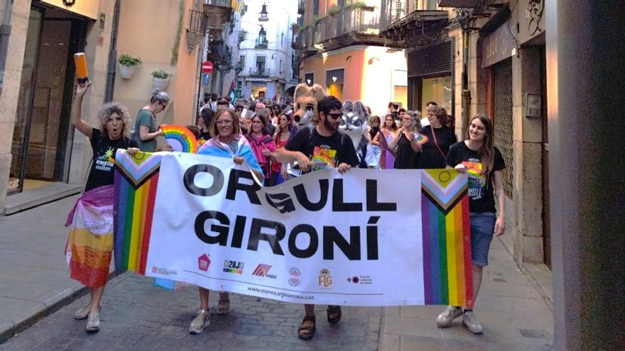 Manifestació contra l'LGTBI-fòbia i per l'orgull gironí celebrada aquest juny a Girona.