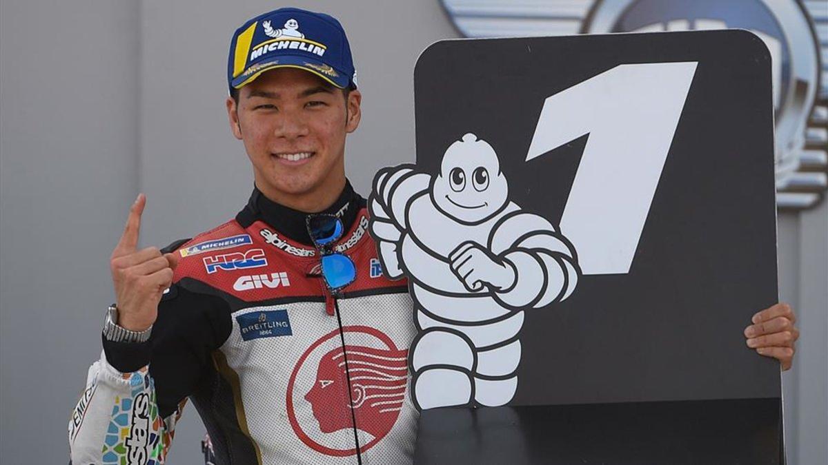 Nakagami celebra su pole en Teruel