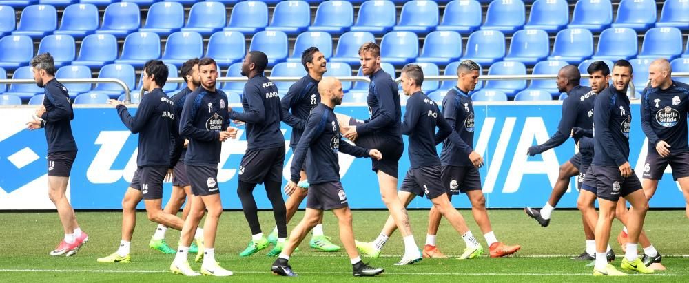 La plantilla deportivista continúa preparando el partido contra el Espanyol.