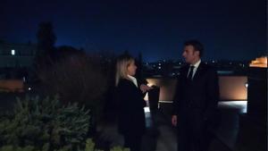 Macron y Meloni, durante su reunión de este domingo, en una imagen difundida por la presidencia francesa en redes sociales.