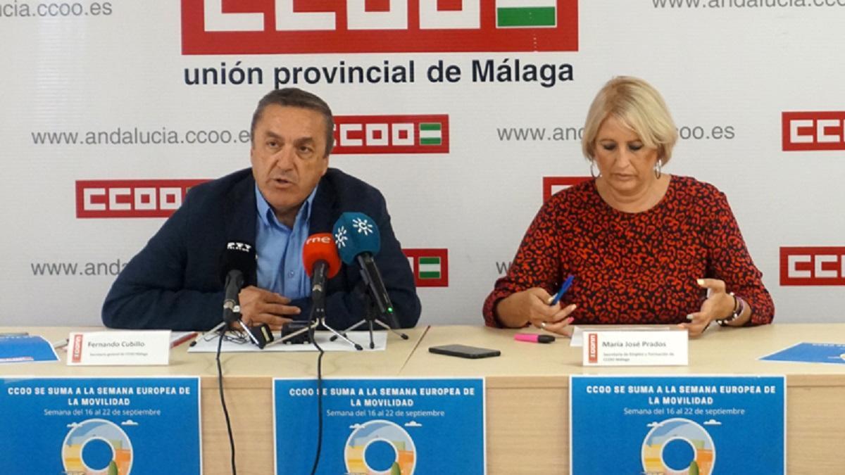 Fernando Cubillo y María José Prados, en la sede de CCOO en Málaga.