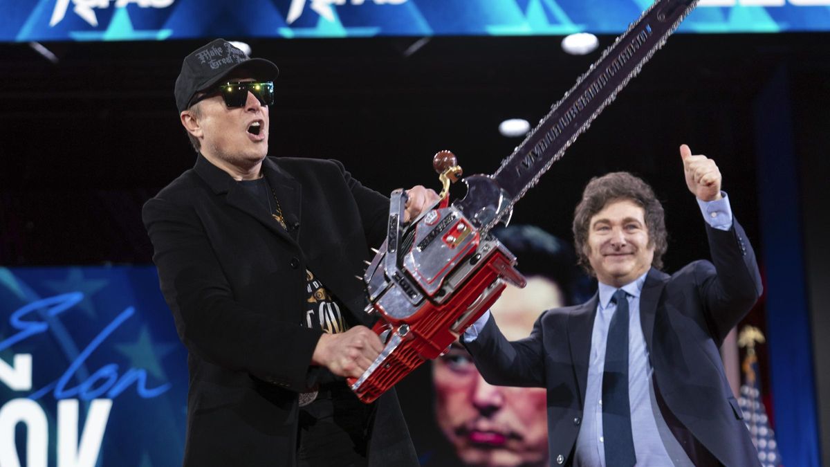 Elon Musk, motosierra en mano, y Milei