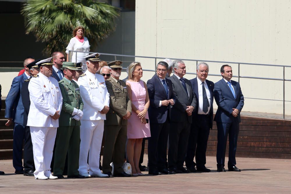 MLG 26/05/2016.-El delegado del Gobierno en Andalucía, Antonio Sanz, el vicepresidente de Diputación Francisco Salado, el comisario general de Seguridad Ciudadana, Florentino Villabona, el jefe superior de Policia de Andalucia Oriental, Jose Luis Cerviño y el responsable de la jefatura de las Unidades de Intervención Policia, Jose Miguel Ruiz, asisten al homenaje a la V Unidad de Intervención Policial.-ALEX ZEA.