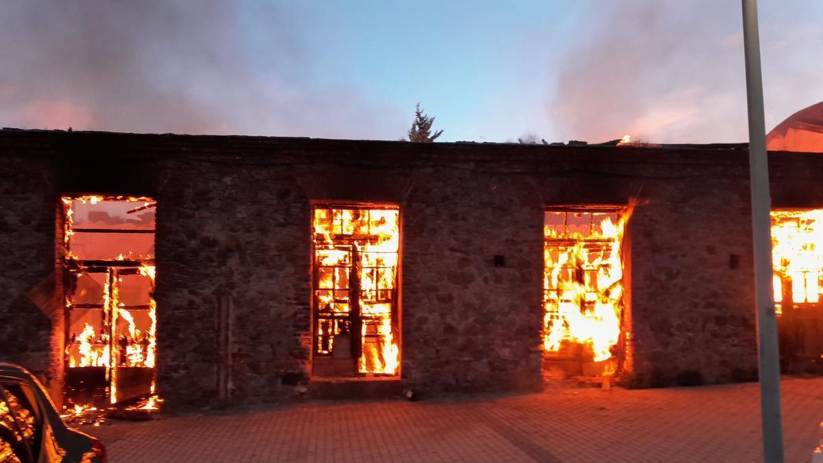 Fotogalería | Las imágenes del incendio en un edifico en ruinas en Plasencia