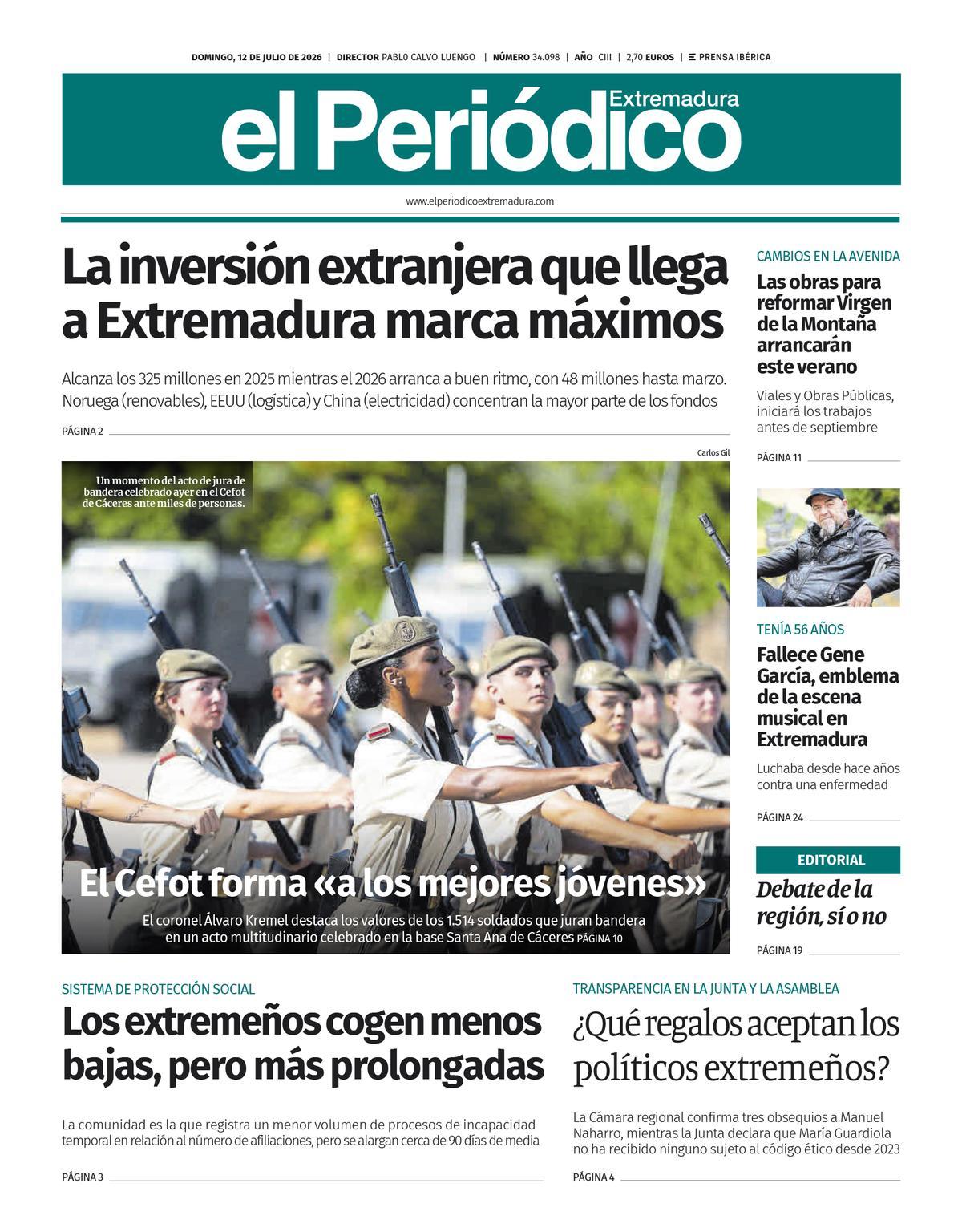 Consulta la portada correspondiente al día 12 de julio de 2026