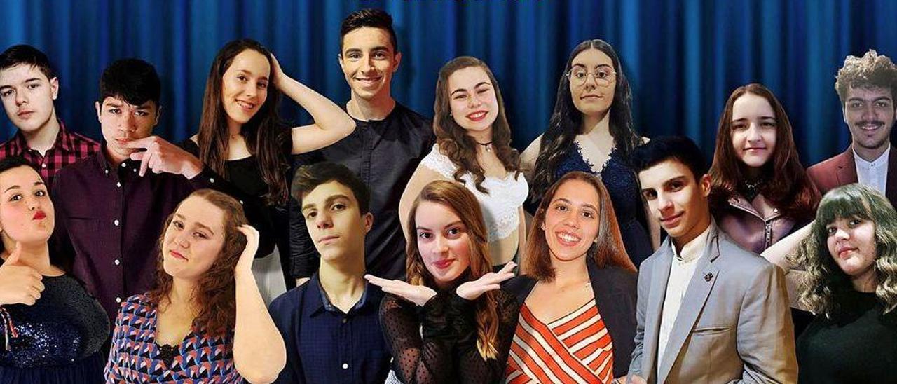 Algúns dos alumnos de 4º de ESO do IES Illa de Ons que estaban nominados aos premios da gala.