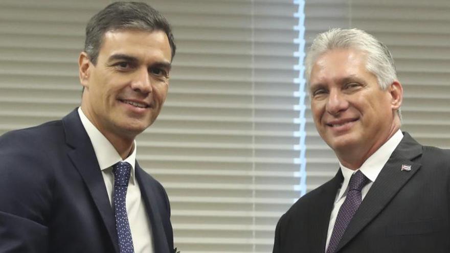 Sánchez, junto al presidente cubano en Nueva York.