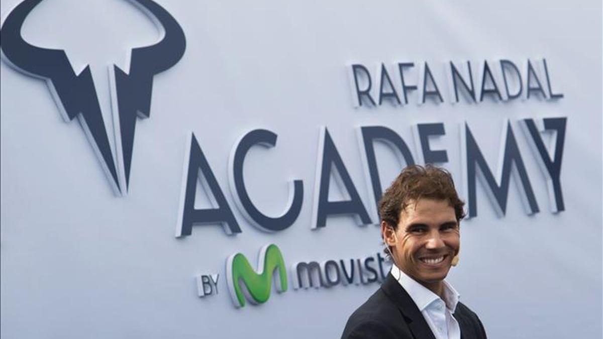 Rafa Nadal era un hombre feliz durante la inauguración oficial de la Rafa Nadal Academy by Movistar