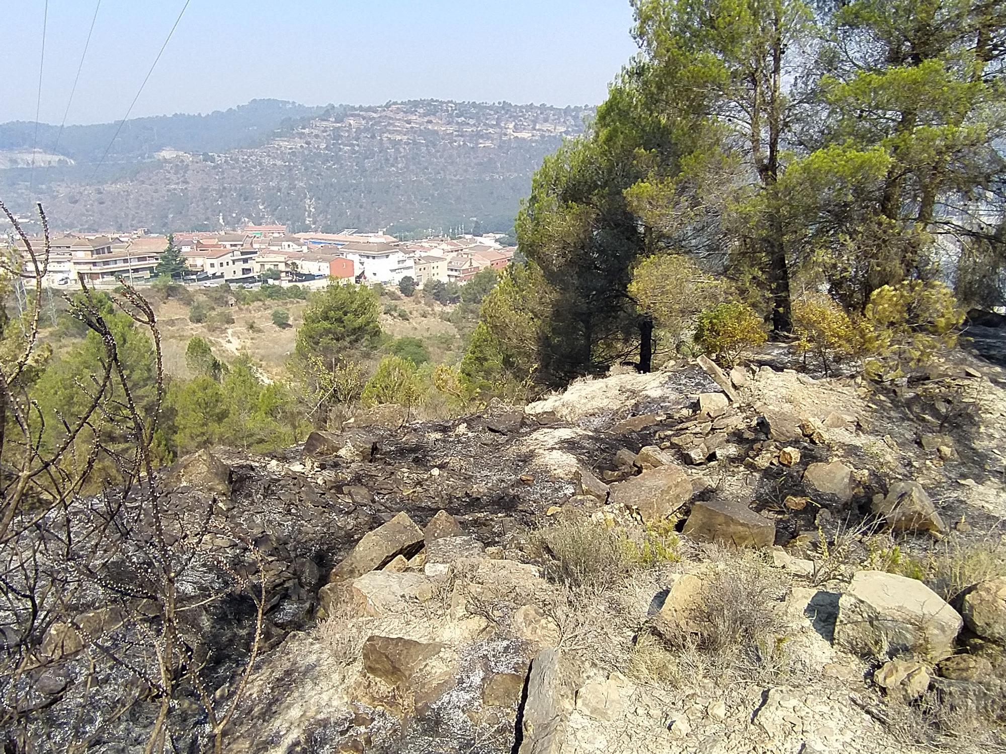 Així ha quedat la zona forestal del Pont de Vilomara afectada per l'incendi