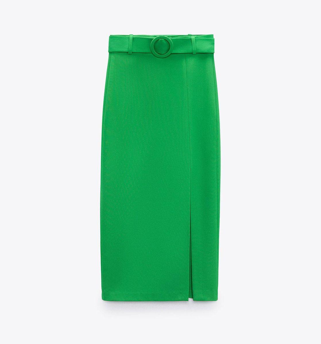 Falda de tubo verde de Zara