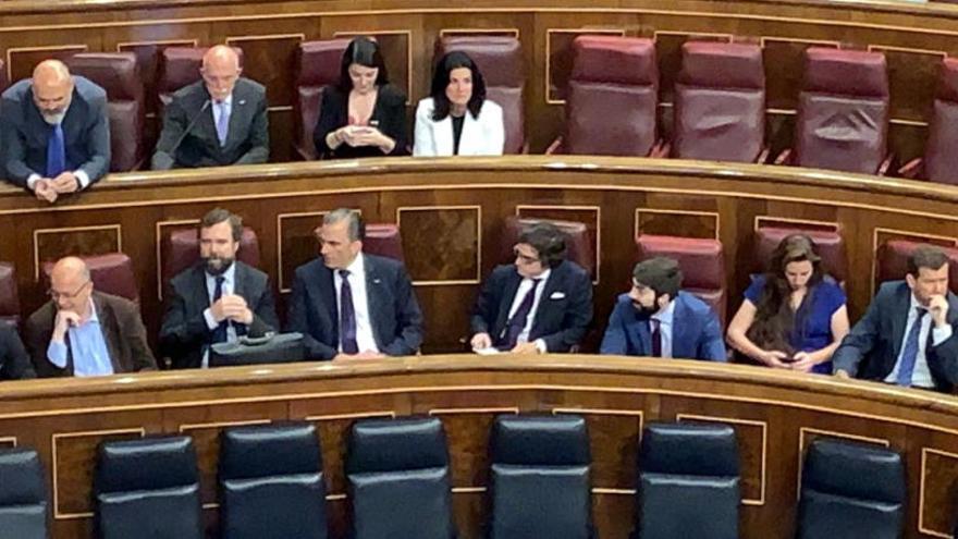 Els diputats de Vox s&#039;asseuen als escons habituals del PSOE