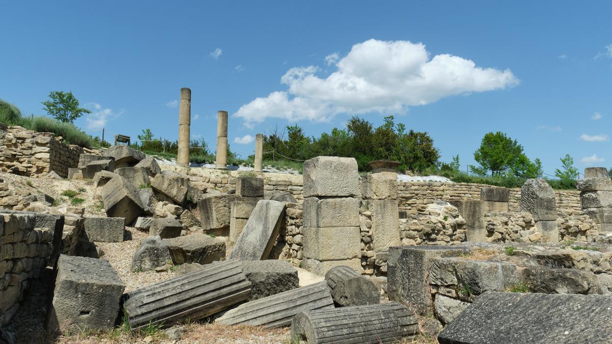 Yacimiento arqueológico de la ciudad romana de Santa Criz de Eslava, Navarra.