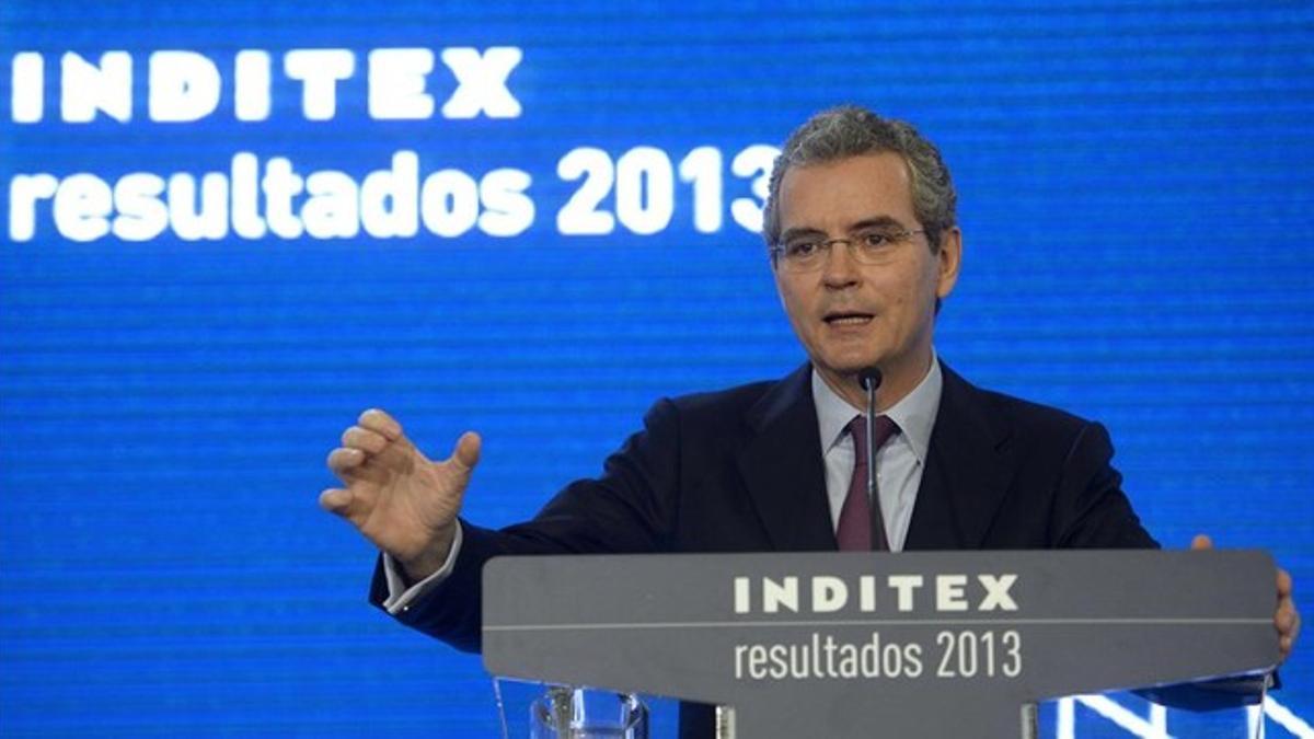 El presidente y consejero delegado de Inditex, Pablo Isla, en la presentación de los resultados del 2013.
