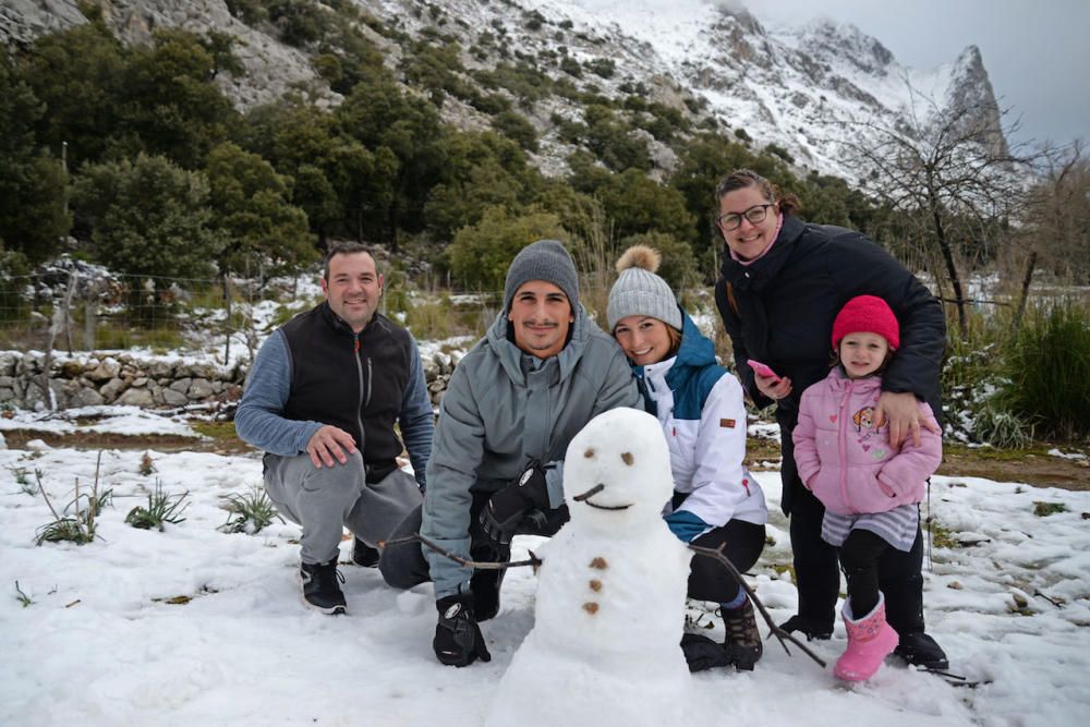 Am Freitag (2.2.) hat es in den Höhenlagen von Mallorca geschneit - die weiße Pracht war am Samstag weithin sichtbar und Attraktion für kleine und große Ausflügler.