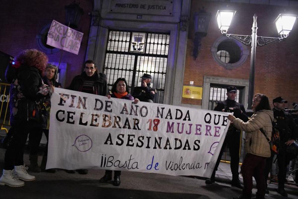 Concentración de la Comisión 8M del Movimiento Feminista de Madrid el pasado 29 de diciembre por el repunte de asesinatos machistas.
