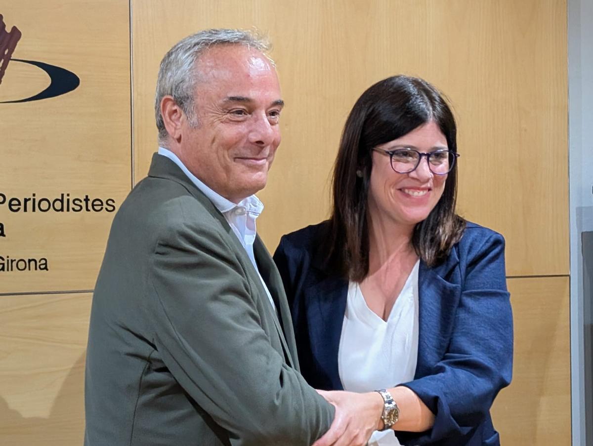 Carles Ribas i Gemma Geis a la roda de premsa on han anunciat que Ribas serà el numero 2