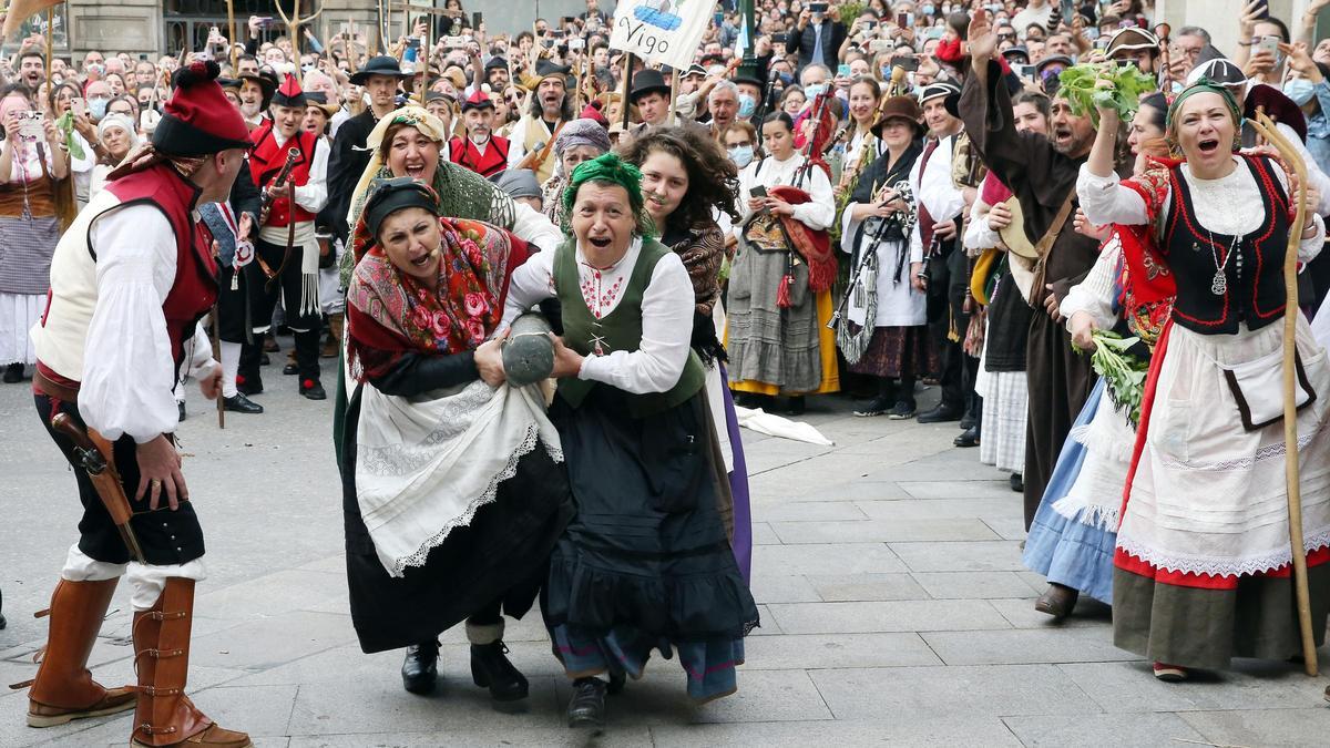 Recreación de la batalla en la Porta da Gamboa.