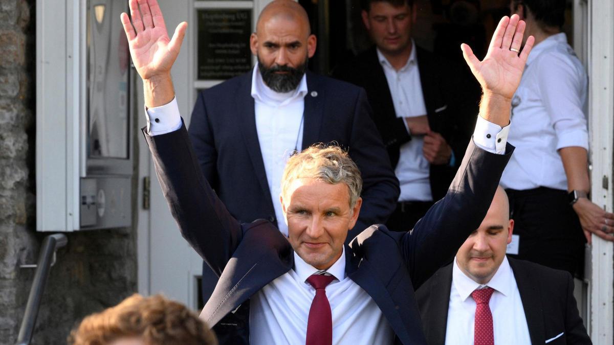 Björn Höcke saluda tras la votación en Turingia, el pasado día 2.