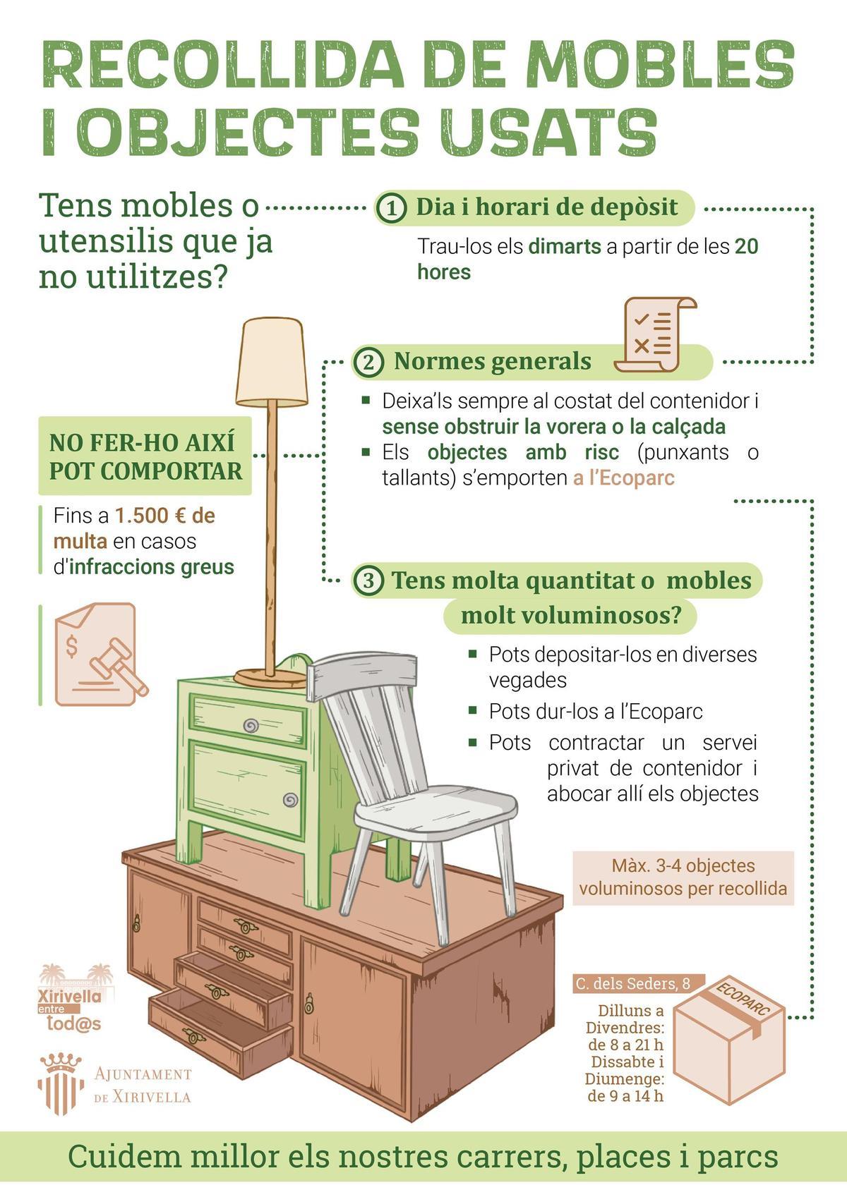Instrucciones para el depósito de enseres en Xirivclla.