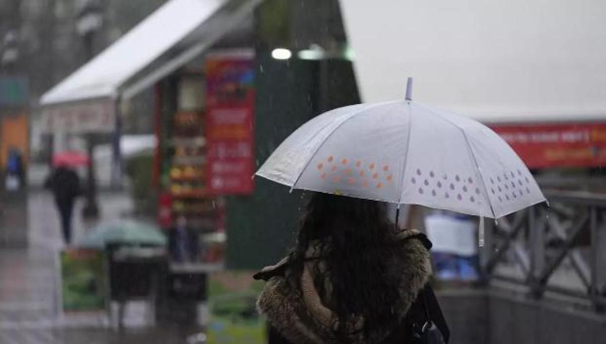 Una persona es protegeix de la pluja amb un paraigua