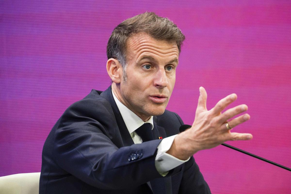 El presidente de Francia, Emmanuel Macron, en un acto en Corea del Sur durante un reciente viaje.