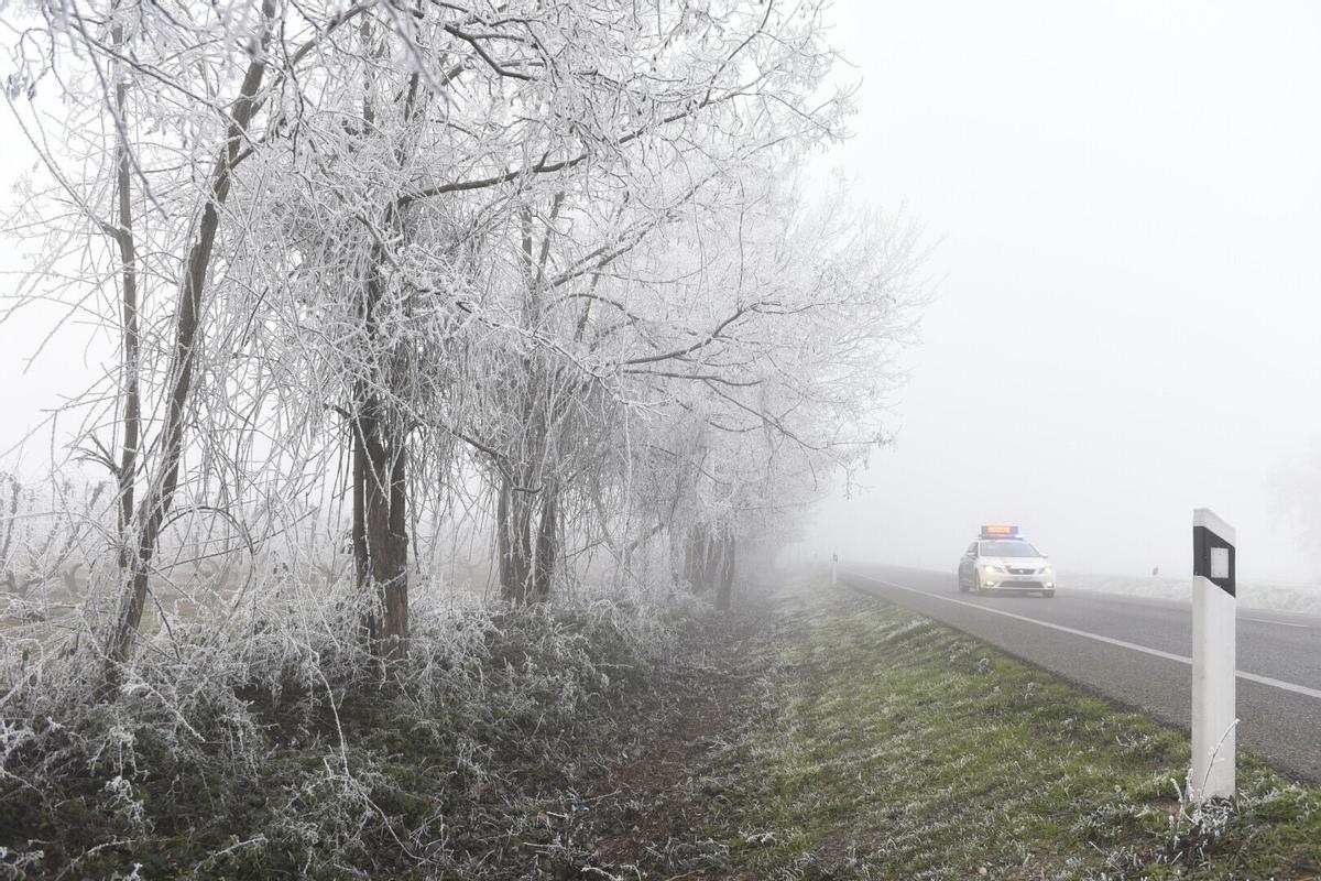 Carretera helada en Lleida