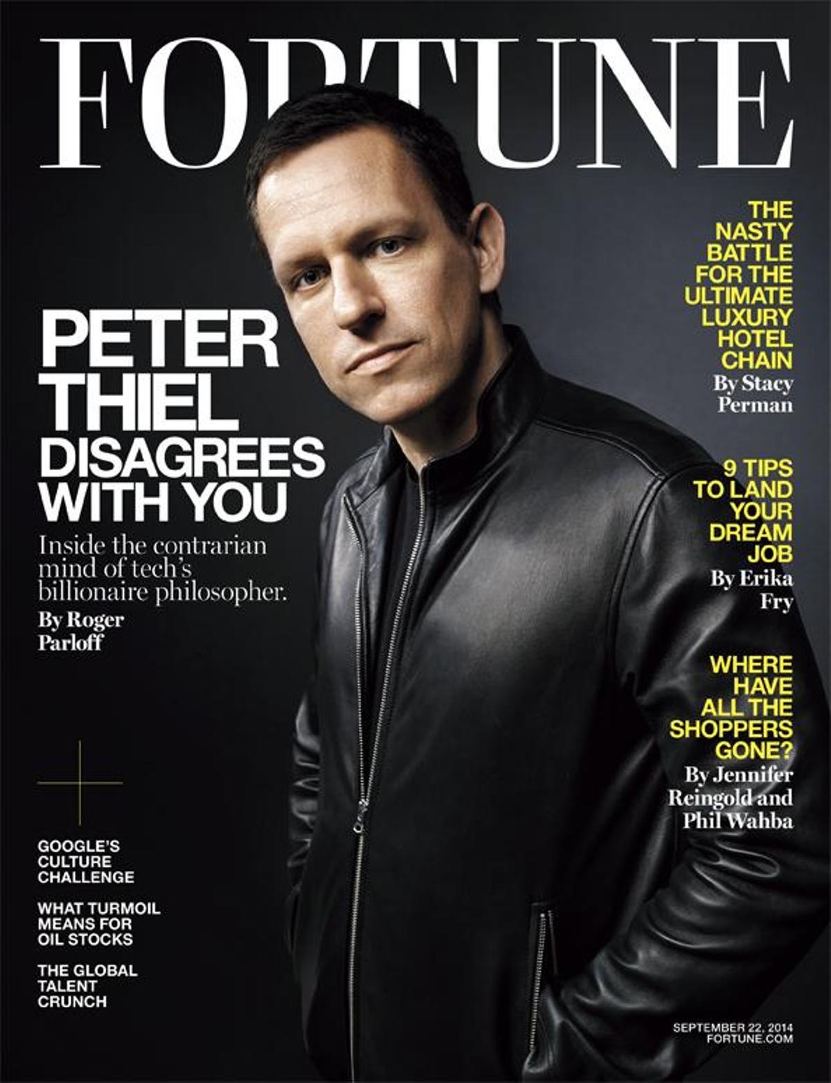 Peter Thiel en una portada de la revista Fortune en 2014.