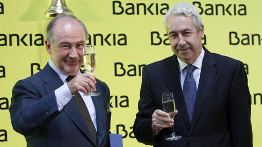 Rato (i) y Zoido celebran la salida a Bolsa de Bankia.