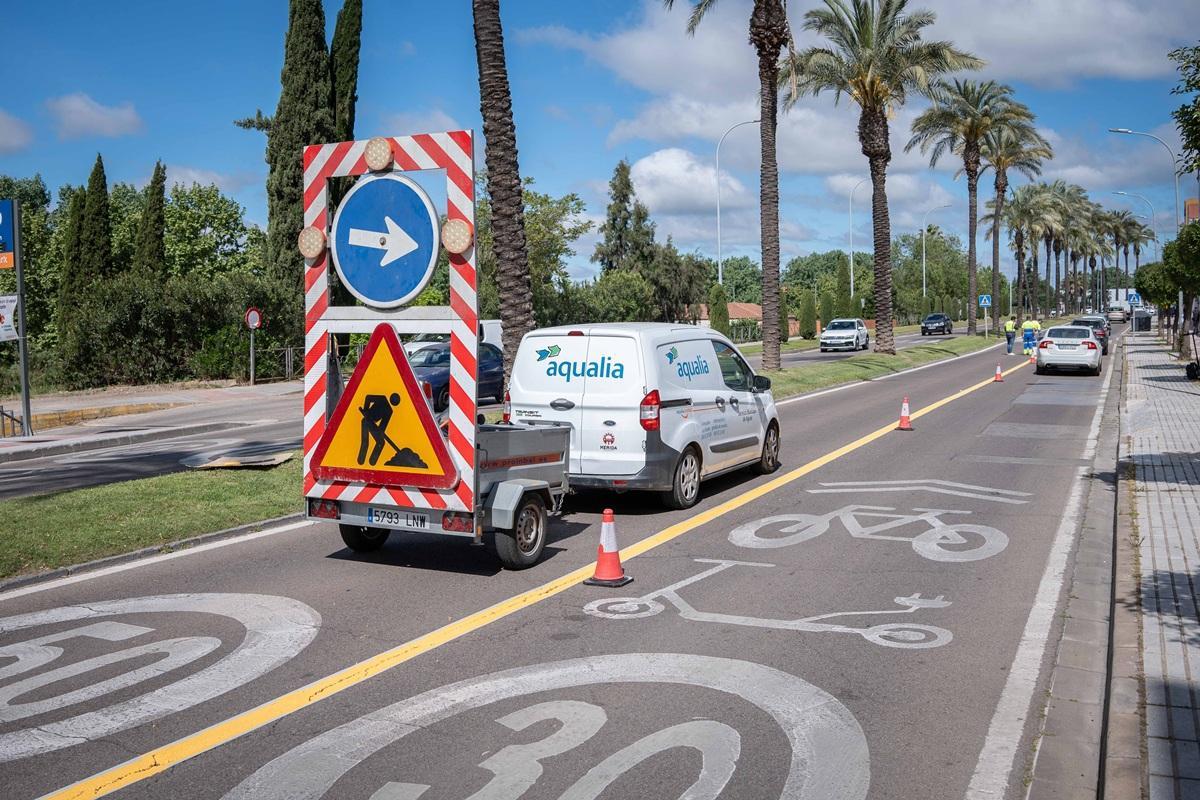 Obras en la avenida José Fernández López de Mérida.