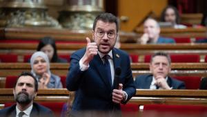 El president de la Generalitat, Pere Aragonès, este miércoles en el Parlament.