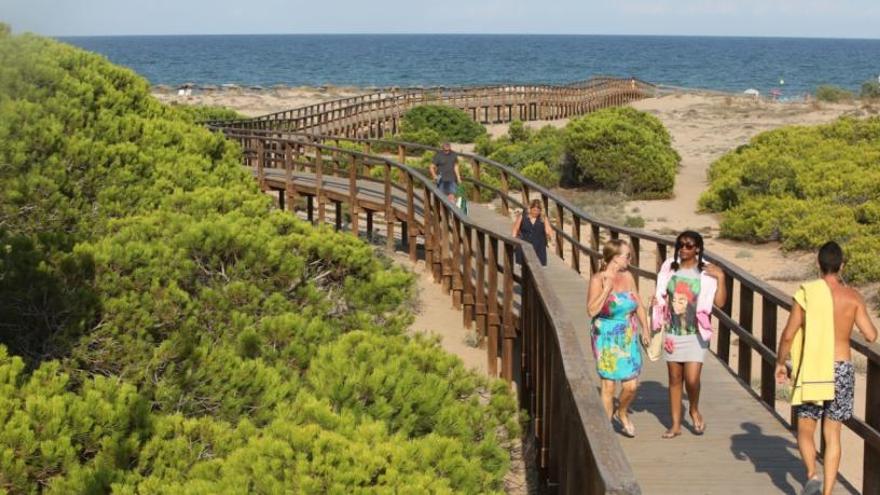 Una de las pasarelas de la playa, donde proliferan los mosquitos.