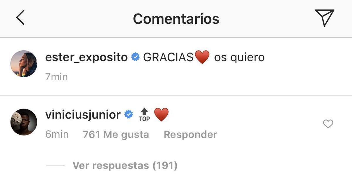 Interacción en Instagram entre Vinicius Jr. y Ester Expósito