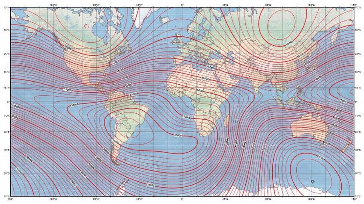 Mapa del campo electromagnético de la Tierra
