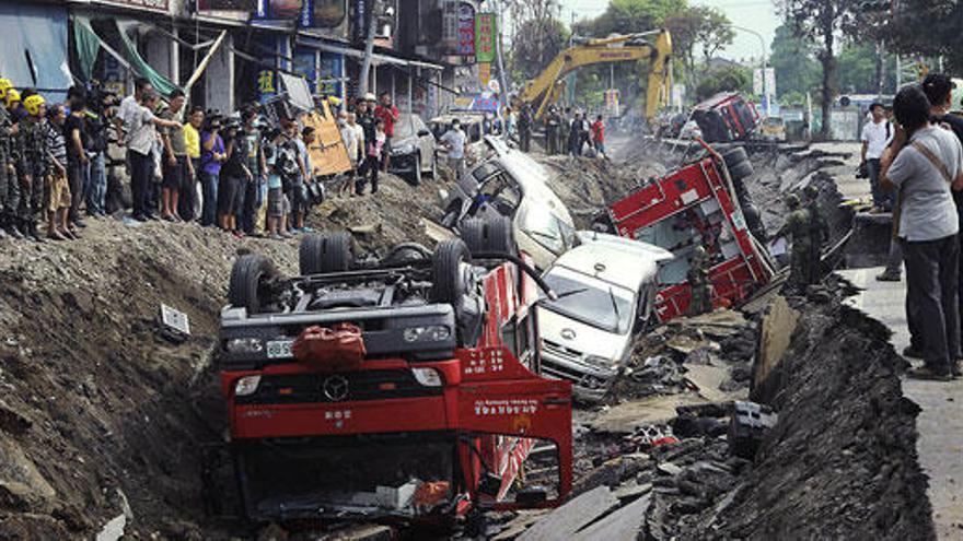 Una de las calles afectadas por la explosión