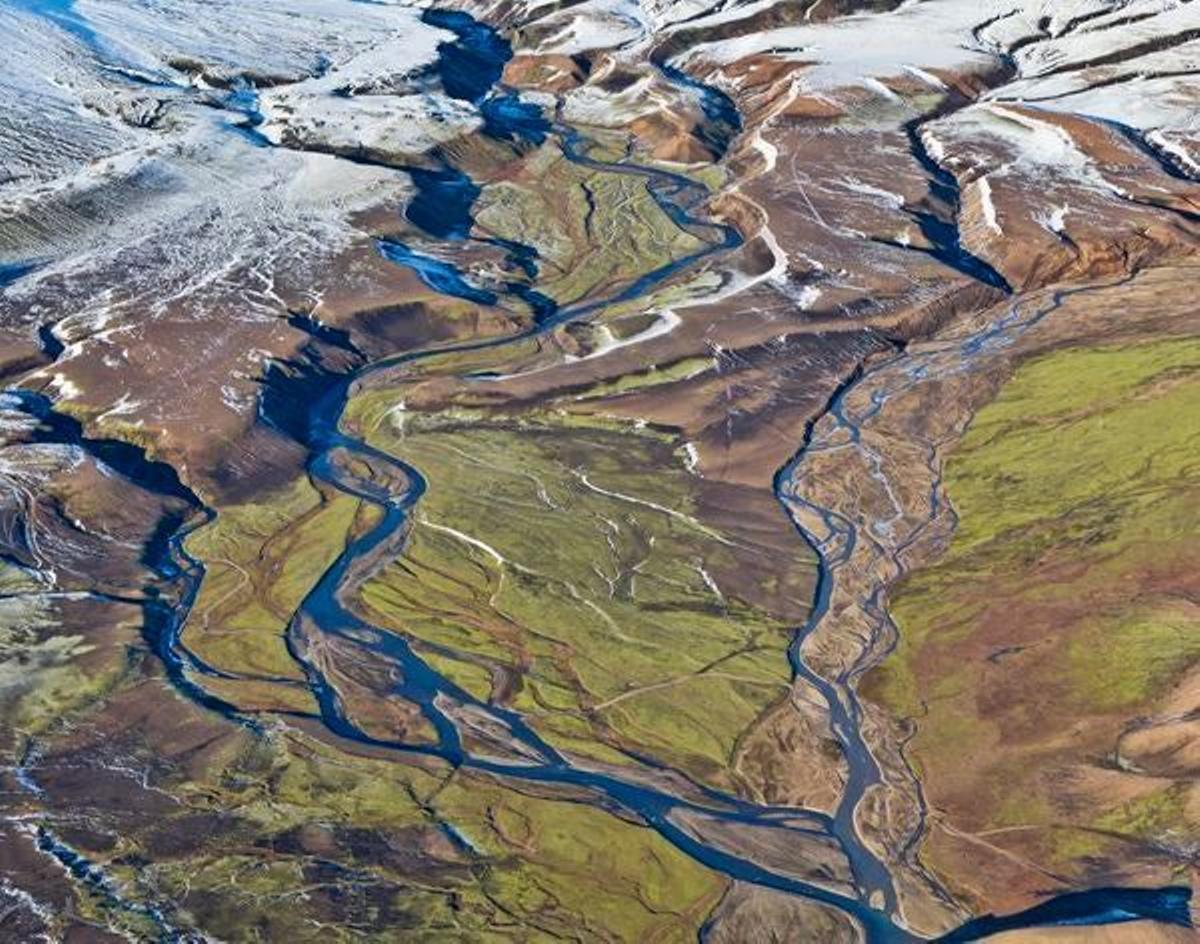 Vista aérea del terreno islandés