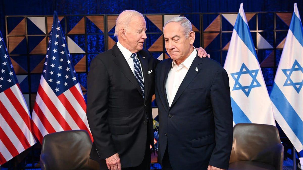 El presidente de EEUU, Joe Biden, y el primer ministro israelí, Binyamín Netanyahu.