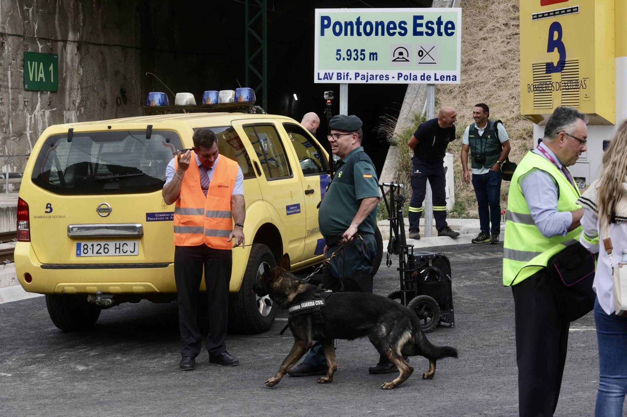 Así fue el simulacro de descarrilamiento en la Variante de Pajares