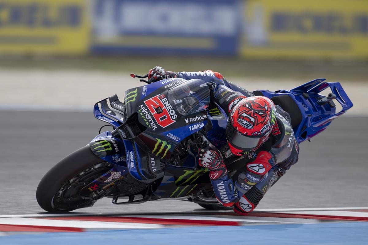 20 QUARTARARO Fabio (fra), Monster Energy Yamaha MotoGP, Yamaha YZR-M1, action during the 2025 MotoGP Michelin Grand Prix of Hungary, on the Balaton Park circuit, from August 22 to 24, 2025 in Balatonfokajar, Hungary - Photo Studio Milagro / DPPI AFP7 22/08/2025 ONLY FOR USE IN SPAIN