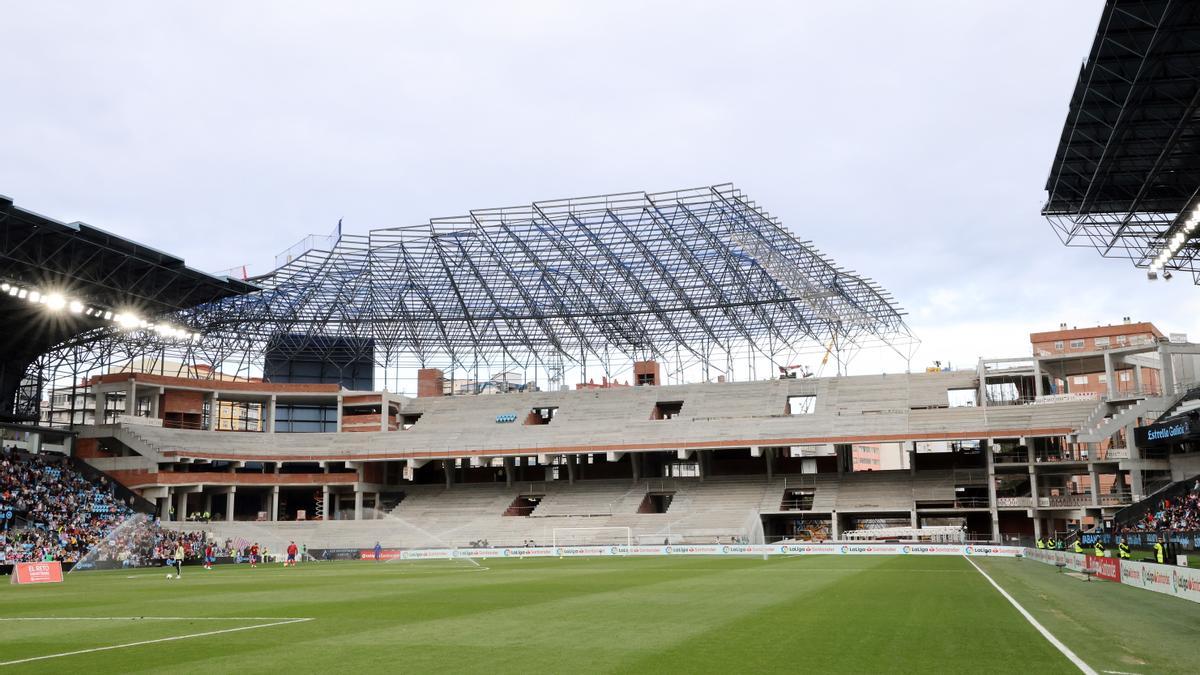 Avance de las obras de Marcador en el estadio de Balaídos el pasado 12 de febrero