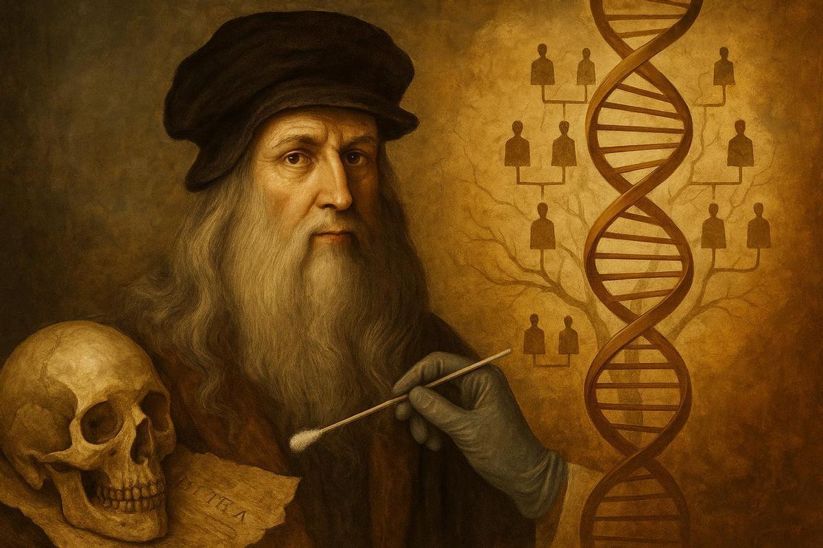 Recreación artística de la obra genética sobre Leonardo Da Vinci.