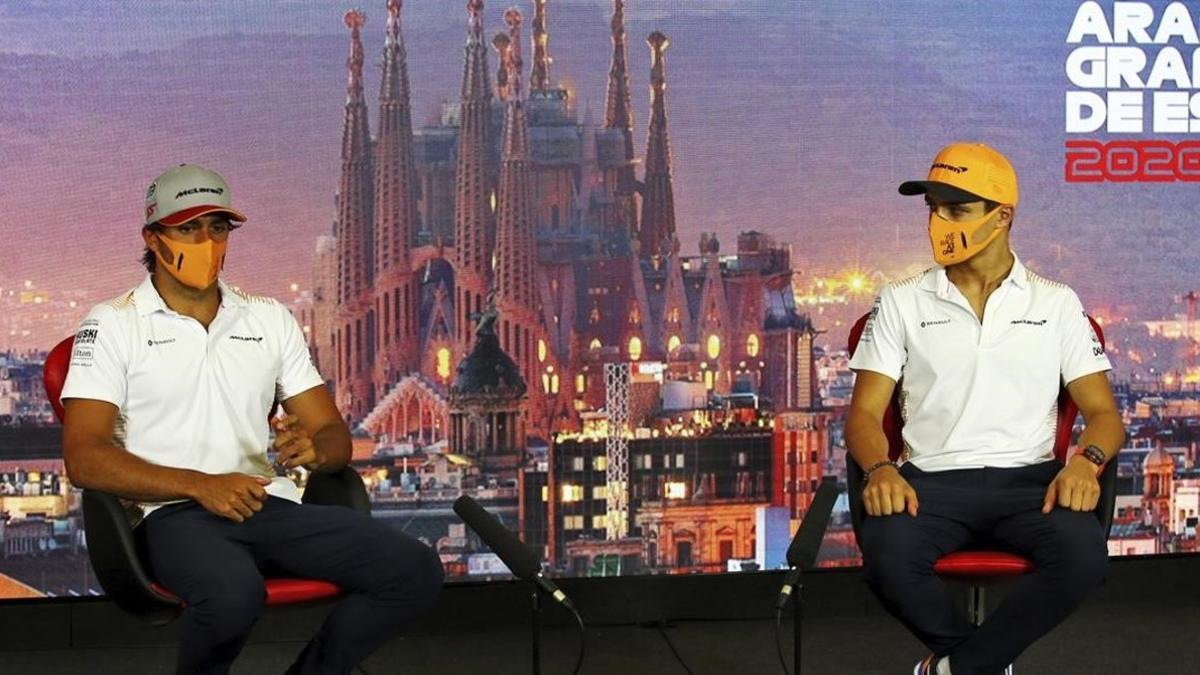 Carlos Sainz y Lando Norris, pareja de McLaren, en Barcelona.