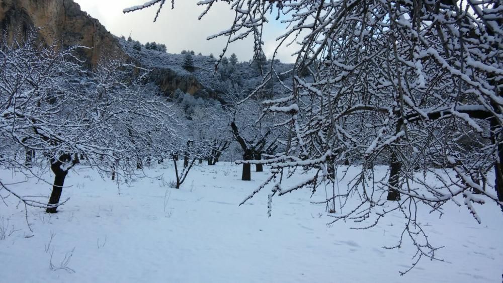 La nieve cubre la Font del Partagás, en la Sierra de Aitana