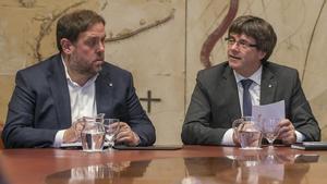 Oriol Junqueras y Carles Puigdemont, en una imagen de octubre del 2017.