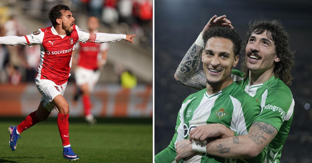 Montaje de Ricardo Horta, con el Sporting de Braga, y Antony y Bellerín con el Betis